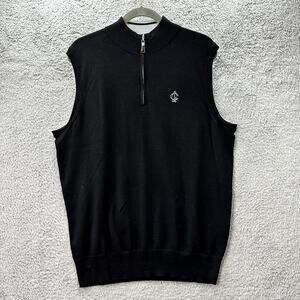 Peter Millar Men's Large Black Vest Wool Silk Blend Lightweight Golf Performance